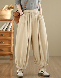 High Waist Casual Loose Corduroy Pants for Women