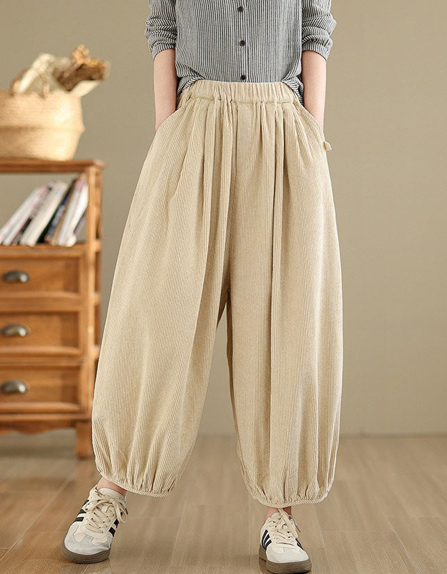 High Waist Casual Loose Corduroy Pants for Women