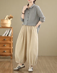 High Waist Casual Loose Corduroy Pants for Women
