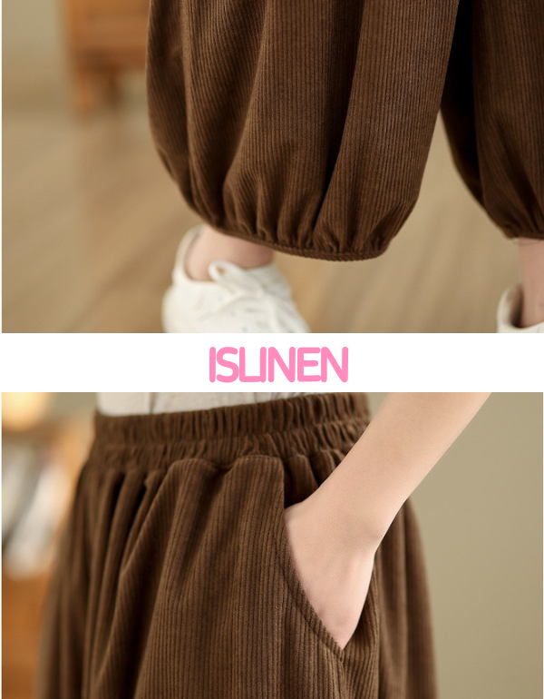 High Waist Casual Loose Corduroy Pants for Women