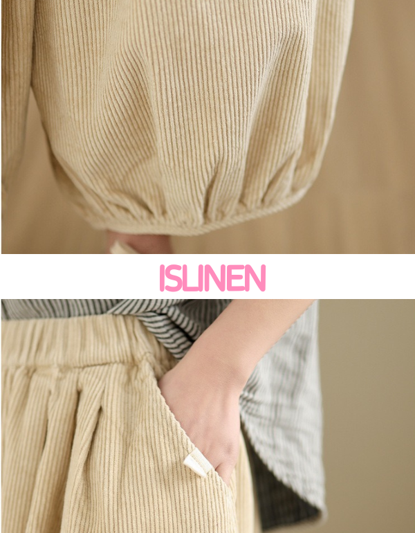 High Waist Casual Loose Corduroy Pants for Women