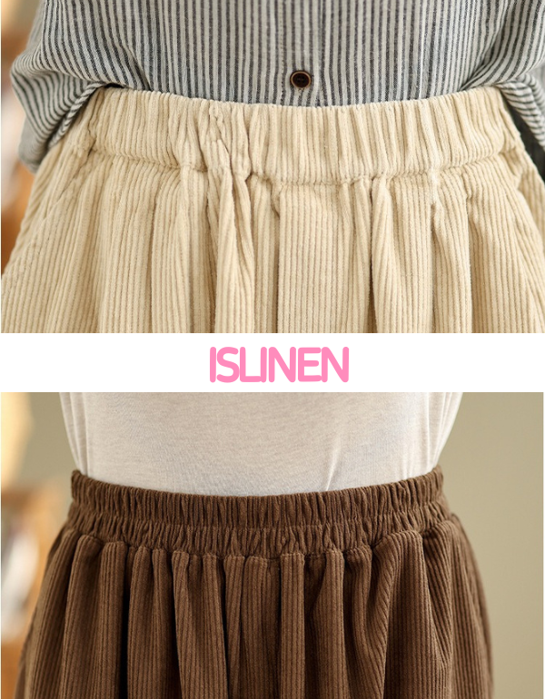 High Waist Casual Loose Corduroy Pants for Women