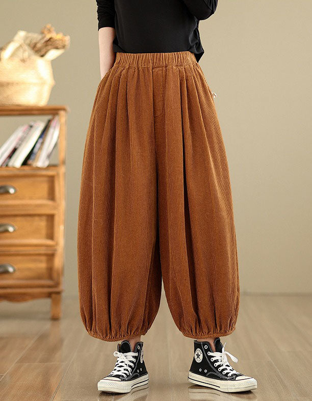 High Waist Casual Loose Corduroy Pants for Women