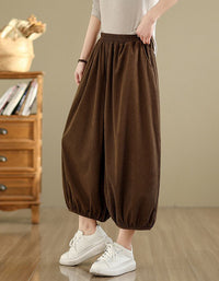 High Waist Casual Loose Corduroy Pants for Women