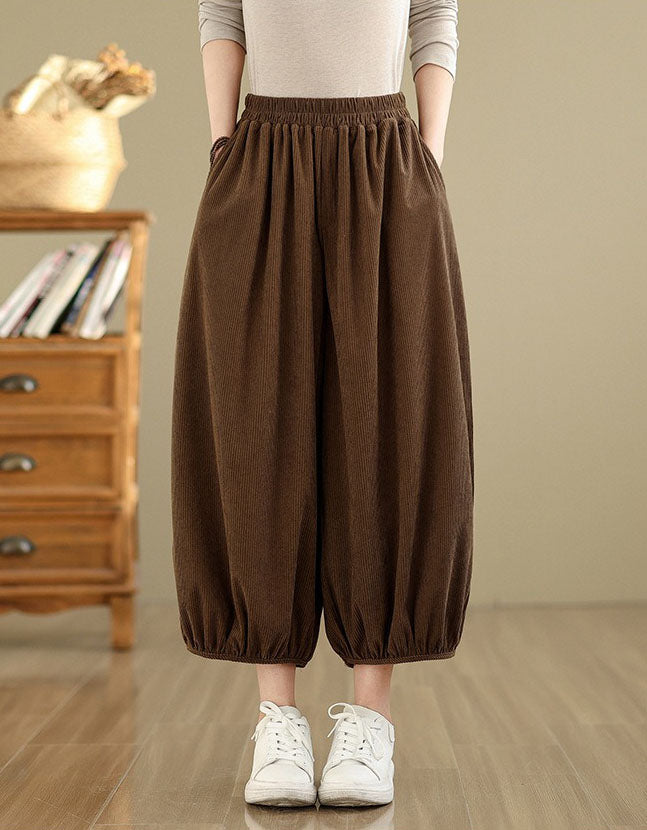 High Waist Casual Loose Corduroy Pants for Women