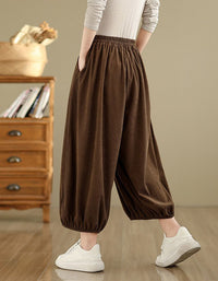 High Waist Casual Loose Corduroy Pants for Women