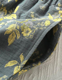 Jacquard Casual Loose Floral Pure Cotton Loungewear Set - Islinen