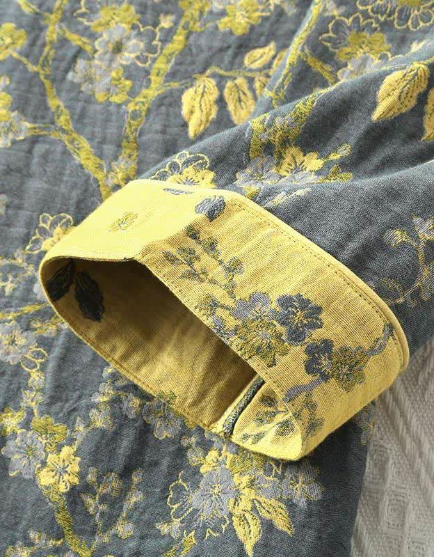 Jacquard Casual Loose Floral Pure Cotton Loungewear Set - Islinen