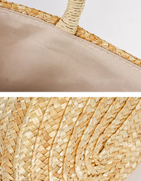 Lemon Embroidery Handwoven Straw Tote Bag