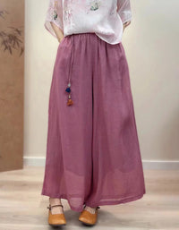 Lightweight Ramie Blend Casual Wide Leg Pants