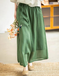 Lightweight Ramie Blend Casual Wide Leg Pants