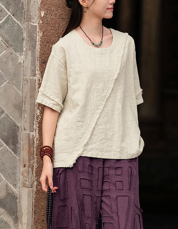 Lightweight Natural Ramie Linen T-Shirt