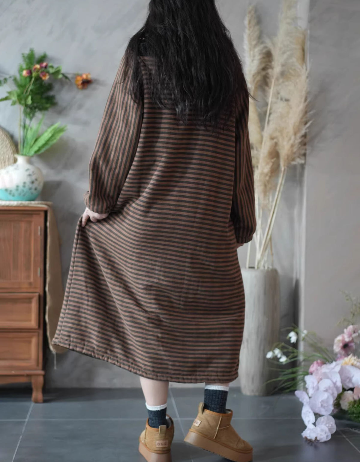 casual striped dress women everyday outfit