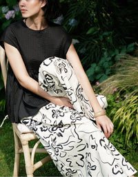 Loose Casual Abstract Print Comfortable Summer Trousers - Islinen