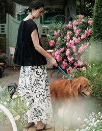 Loose Casual Abstract Print Comfortable Summer Trousers - Islinen