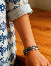 Close-Up of Relaxed Linen Fish Pattern Blouse – Boho Beach Shirt