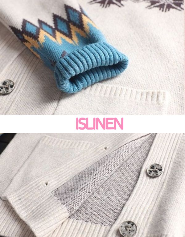 Loose Casual Geometric Knit Sweater Cardigan