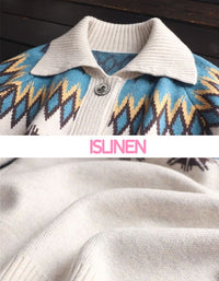 Loose Casual Geometric Knit Sweater Cardigan