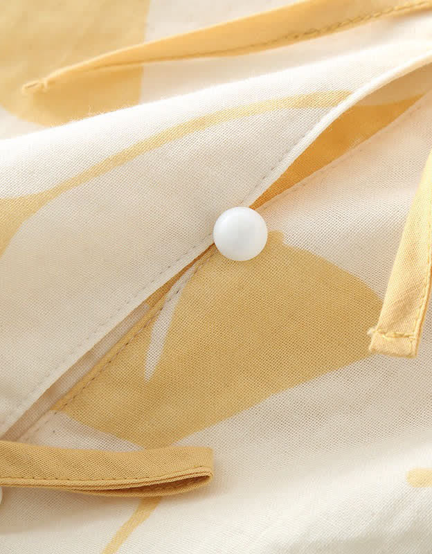 Loose Casual Ginkgo Leaf Pure Cotton Loungewear Set