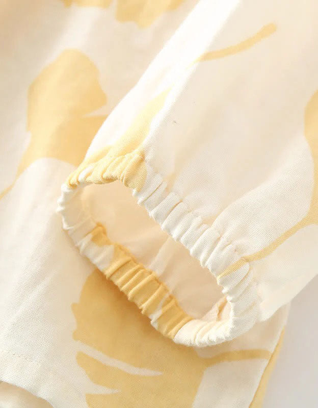 Loose Casual Ginkgo Leaf Pure Cotton Loungewear Set
