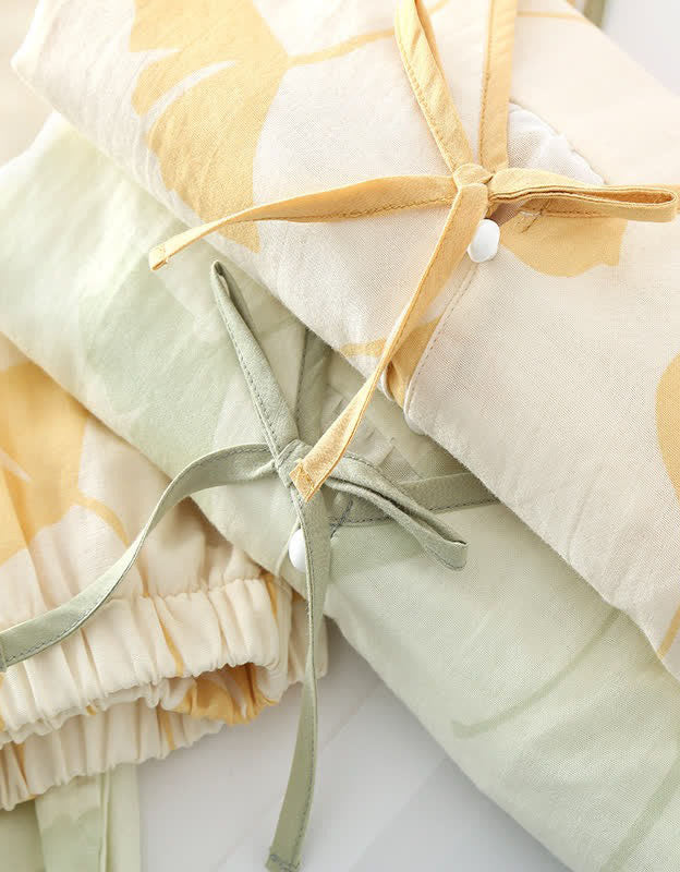 Loose Casual Ginkgo Leaf Pure Cotton Loungewear Set
