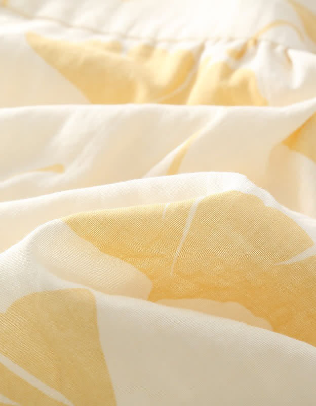 Loose Casual Ginkgo Leaf Pure Cotton Loungewear Set