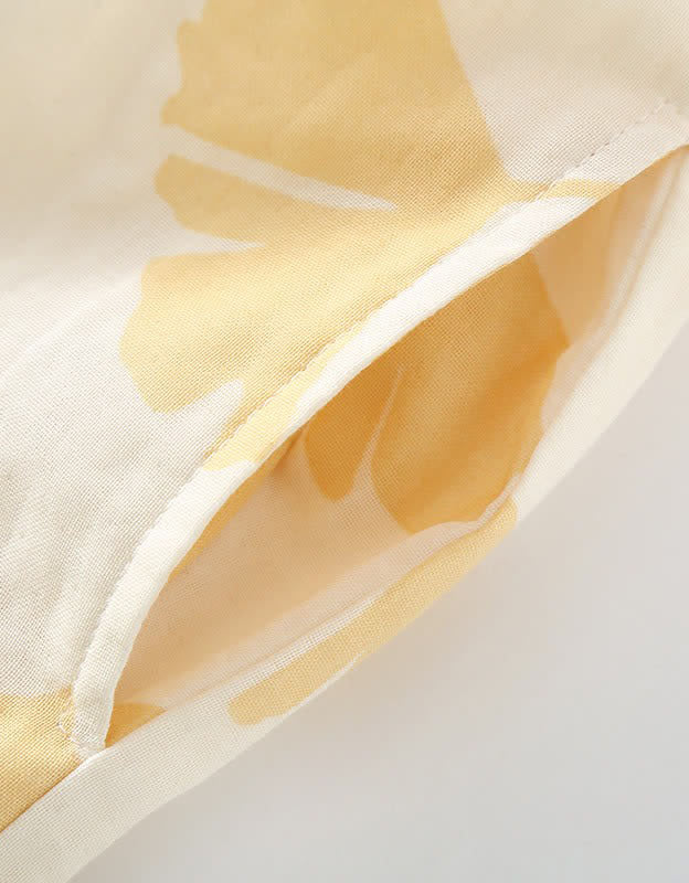 Loose Casual Ginkgo Leaf Pure Cotton Loungewear Set