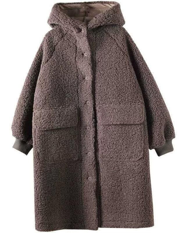 Comfortable Loose Casual Hooded Long Fleece Jacket - Islinen