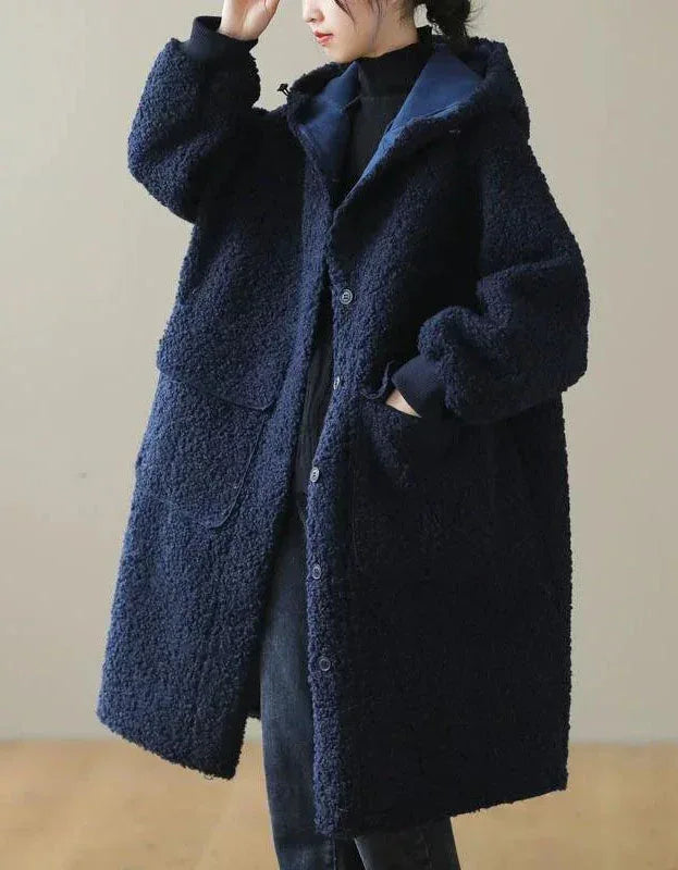 Comfortable Loose Casual Hooded Long Fleece Jacket - Islinen