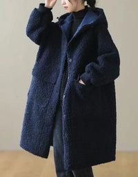 Comfortable Loose Casual Hooded Long Fleece Jacket - Islinen