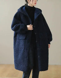 Comfortable Loose Casual Hooded Long Fleece Jacket - Islinen