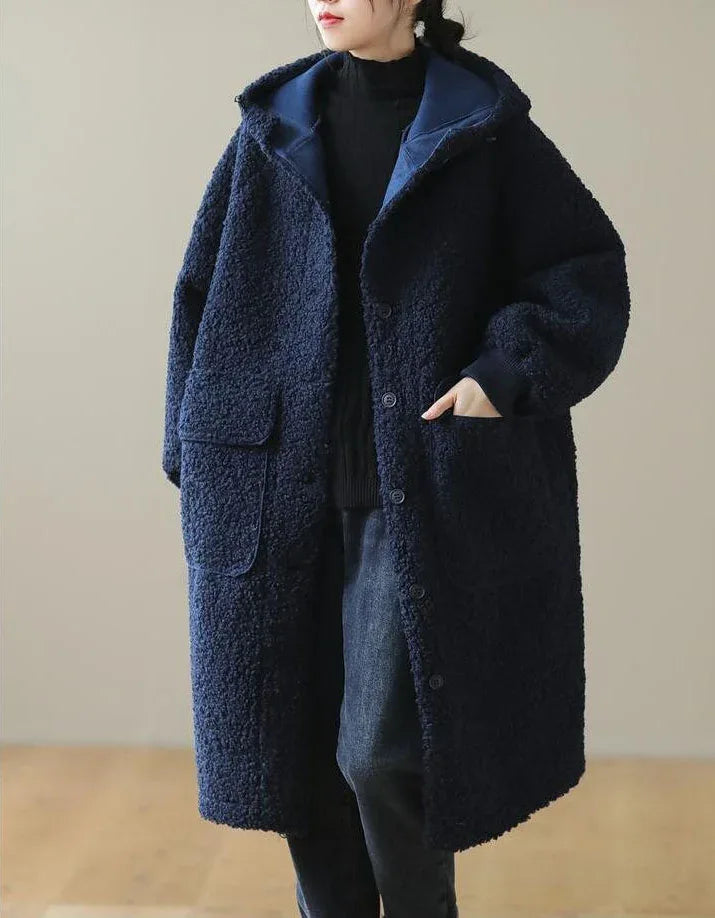 Comfortable Loose Casual Hooded Long Fleece Jacket - Islinen