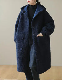 Comfortable Loose Casual Hooded Long Fleece Jacket - Islinen