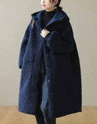 Comfortable Loose Casual Hooded Long Fleece Jacket - Islinen