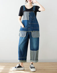 Womens denim overall jumpsuit relaxed street style