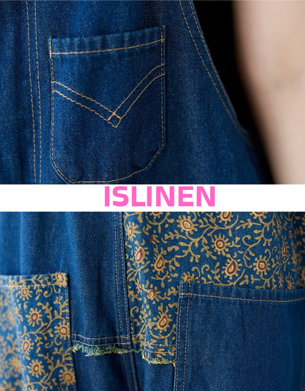 Casual denim overall jumpsuit loose fit outfit close-up