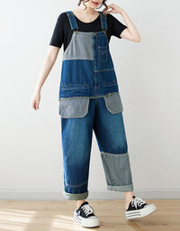 Denim overall jumpsuit pocket detail design