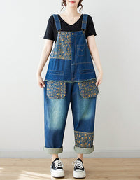 Casual denim overall jumpsuit loose fit outfit