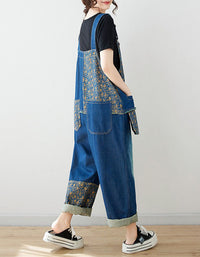 Trendy denim overall jumpsuit modern casual outfit side view