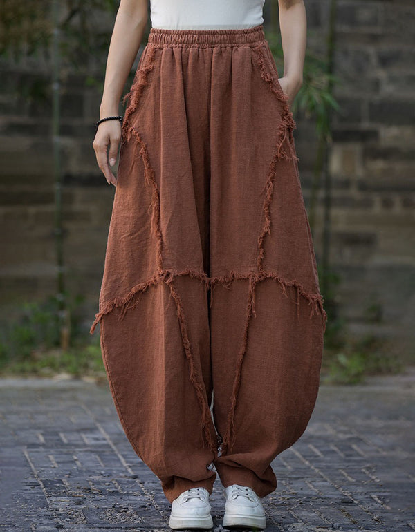 Women’s linen harem pants with elastic waist