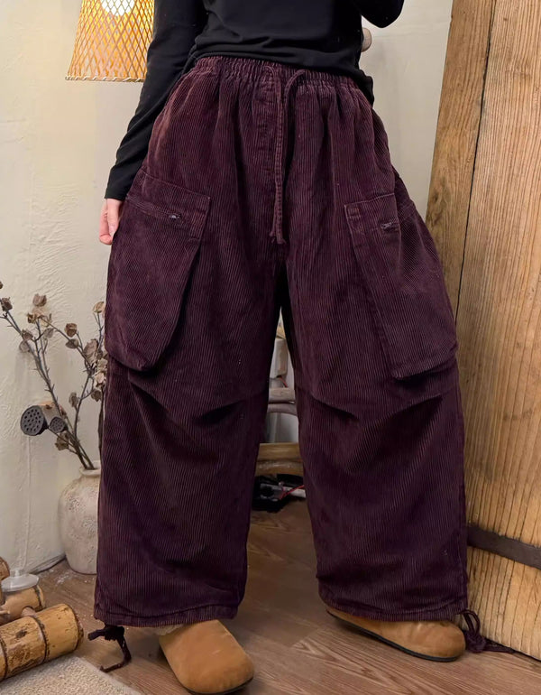 Relaxed fit corduroy pants everyday wear purple