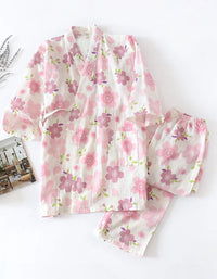 Loose Comfortable Cherry Blossom Pure Cotton Pajama Set