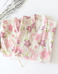 Loose Comfortable Cherry Blossom Pure Cotton Pajama Set