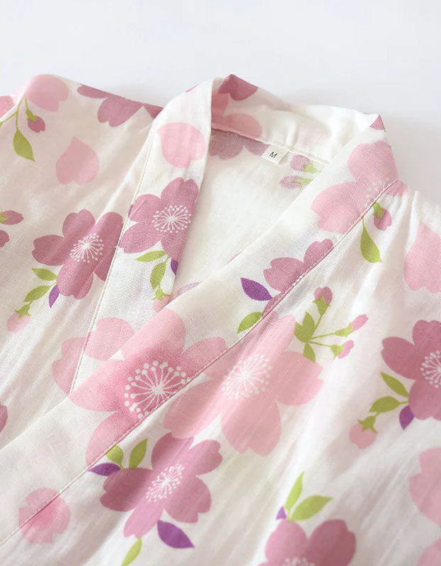 Loose Comfortable Cherry Blossom Pure Cotton Pajama Set