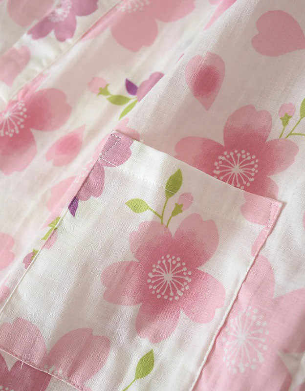 Loose Comfortable Cherry Blossom Pure Cotton Pajama Set