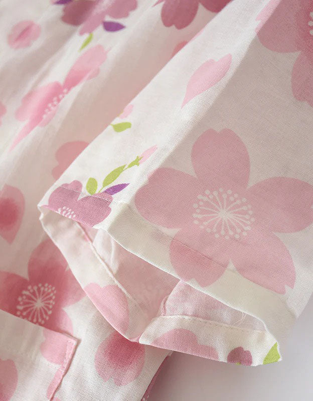 Loose Comfortable Cherry Blossom Pure Cotton Pajama Set
