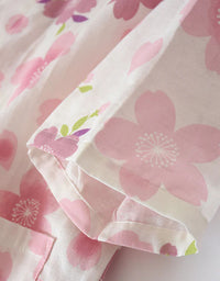 Loose Comfortable Cherry Blossom Pure Cotton Pajama Set