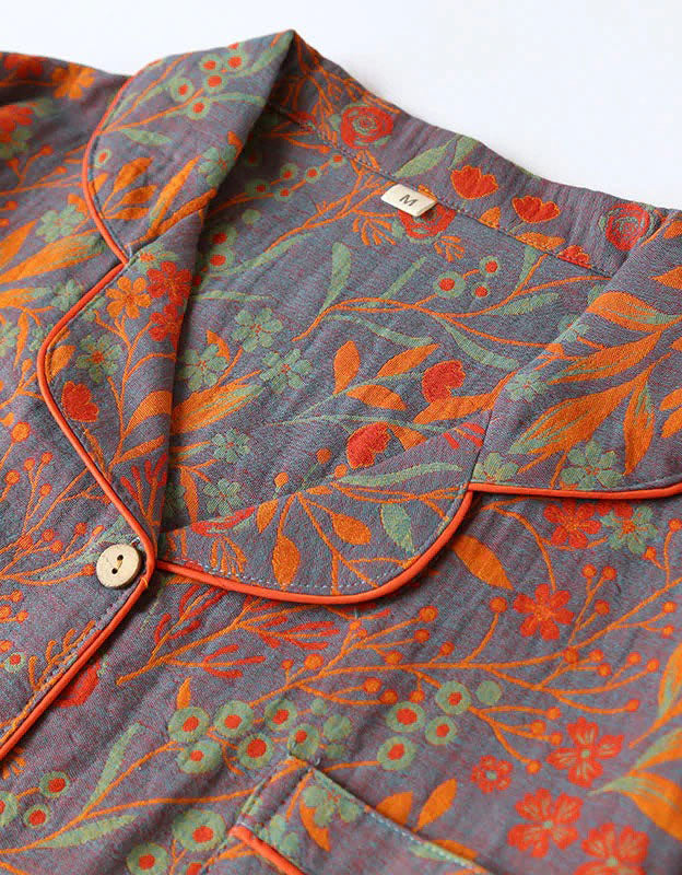 Loose Comfortable Leaf Pure Cotton Loungewear Set