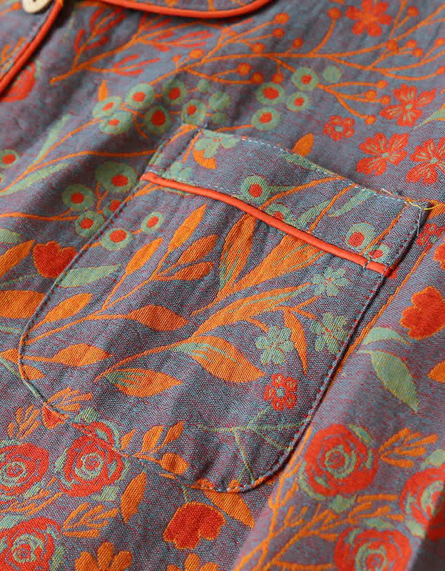 Loose Comfortable Leaf Pure Cotton Loungewear Set