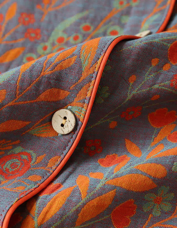 Loose Comfortable Leaf Pure Cotton Loungewear Set